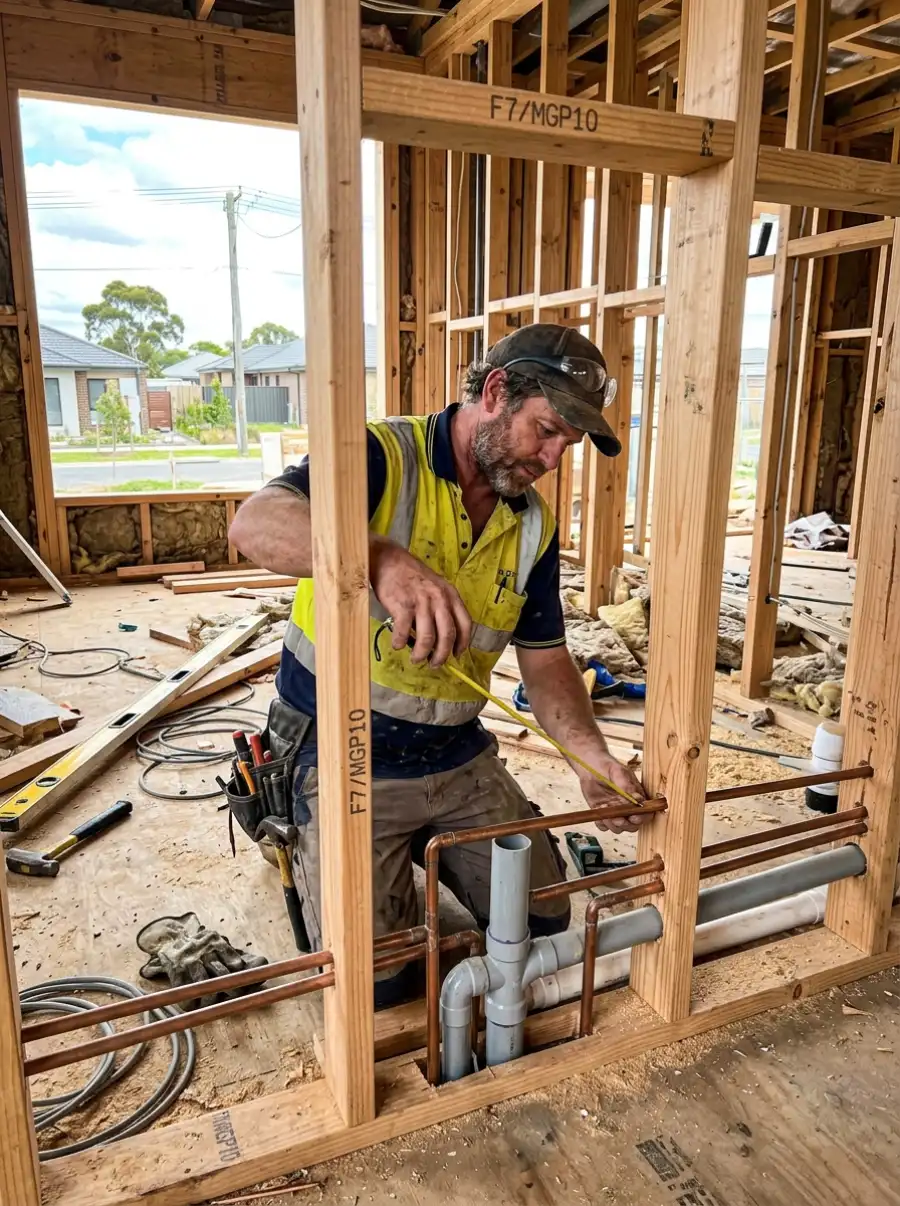 New home plumbing rough-in for a Gledswood Hills estate build